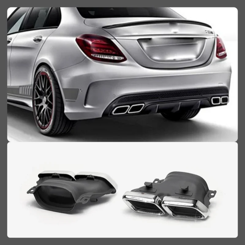 

1 Pair Car Exhaust Tip Muffler Tips Stainless Steel For Mercedes Benz C63 W205 C200 C300 C180 C260 2015 2016 2017 2018 Tailpipe