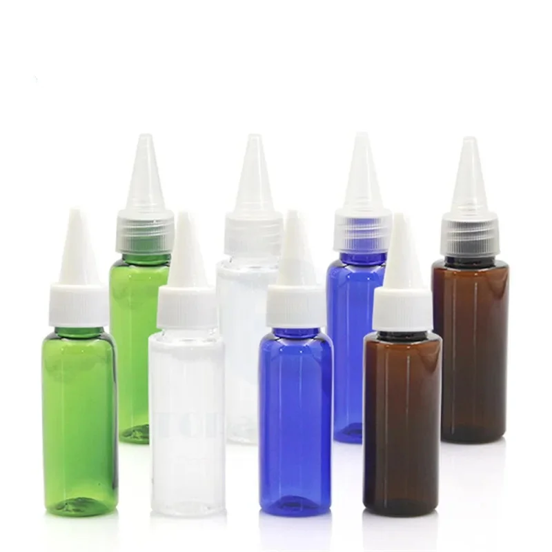 

100 * 20ML Point Mouth Cap Bottle Plastic Cosmetic Container Refillable Hair Perm Liquid Essence Oil Dropper Squeeze Makeup Pack