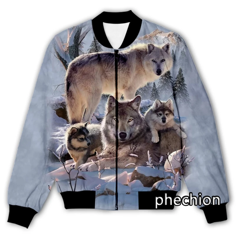 

phechion New Men/Women Animal Wolf 3D Printed Casual Jacket Fashion Streetwear Men Loose Sporting Jacket & Coat Q168