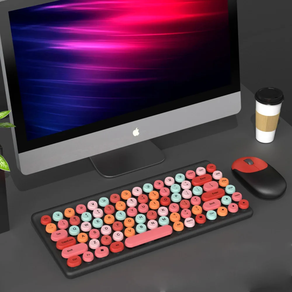 2.4G 86Keys Wireless Round Wireless Keyboard and Mouse Set with Retro Typewrite Key Cap Compatible for PC Laptop Mac Windows
2.4G 86Keys Wireless Round Wireless Keyboard and Mouse Set with Retro Typewrite Key Cap Compatible for PC Laptop Mac Windows