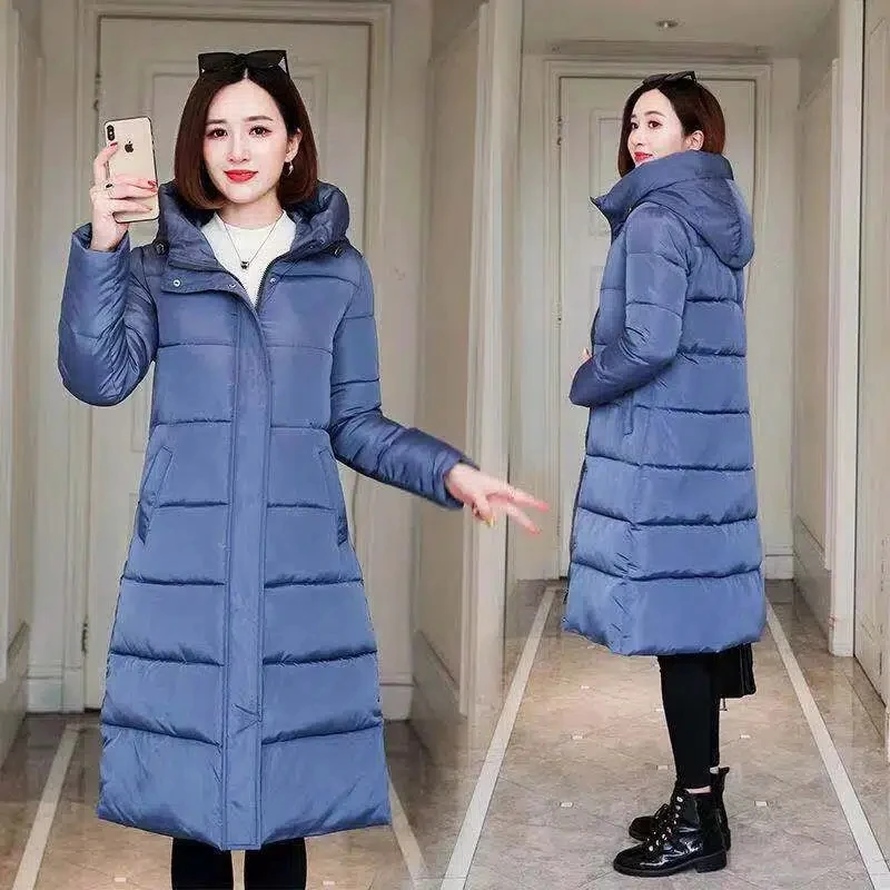 Cotton Coat Women 2022 Winter New Korean Slim All-match Casual Padded Jacket Female Hooded Thick Warm Long Over Knee Parkas
Cotton Coat Women 2022 Winter New Korean Slim All-match Casual Padded Jacket Female Hooded Thick Warm Long Over Knee Parkas