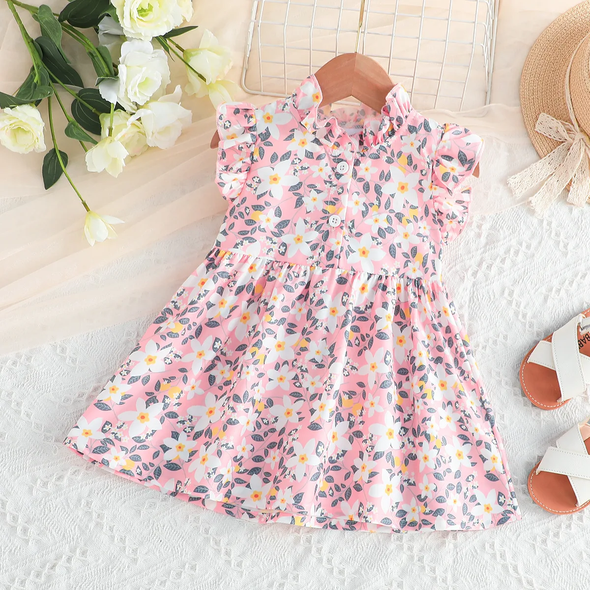 Summer 2023 New Arrivals Girls Sleeveless O Neck Ruffles Print Floral Green Infantil Menina Cute Party Dress Custume 0-2T 
Summer 2023 New Arrivals Girls Sleeveless O Neck Ruffles Print Floral Green Infantil Menina Cute Party Dress Custume 0-2T