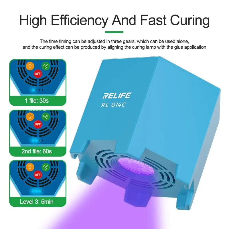RELIFE RL-014C Smart Curing Lamp Cooling Fan 2in1 Three Gear Adjustment Cooling Fan with UV Curing Light for Motherboard Repair 
RELIFE RL-014C Smart Curing Lamp Cooling Fan 2in1 Three Gear Adjustment Cooling Fan with UV Curing Light for Motherboard Repair
