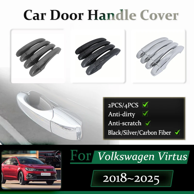 

4PCS For Volkswagen Virtus Polo Sedan Škoda Slavia 2018~2025 Car Door Handle Covers Anti-dusty Chromium Styling Auto Accessories