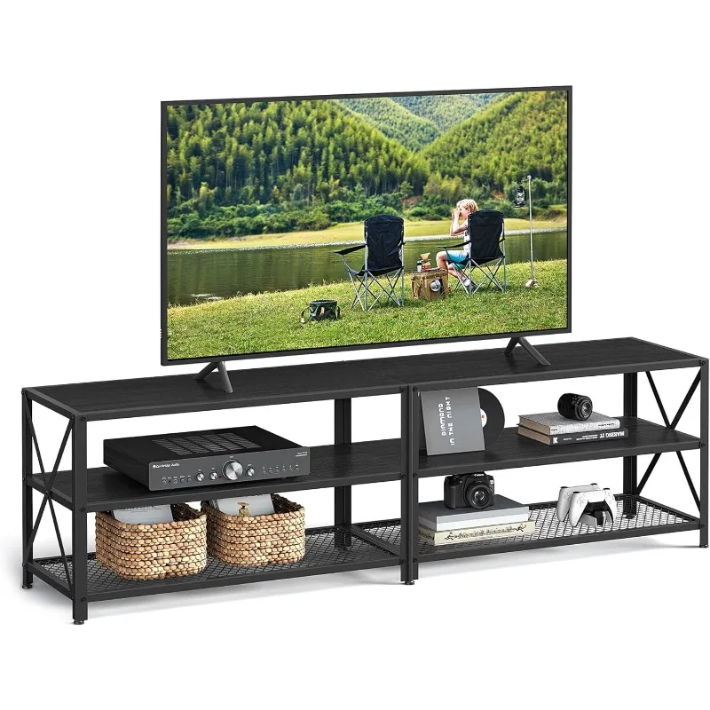 

VASAGLE TV Stand TV Console for TVs Up to 75 Inches TV Table 70.1 Inches Width TV Cabinet with Storage Shelves Steel Frame