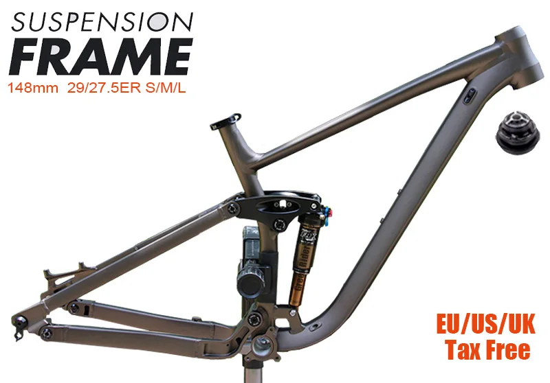 

Bicycle Soft Tail Frame, Full Suspension, 29/27.5ER Boost, 148mm,Aluminium, Mountain 4 Links,MTB, AM DH Cycling Downhill,
