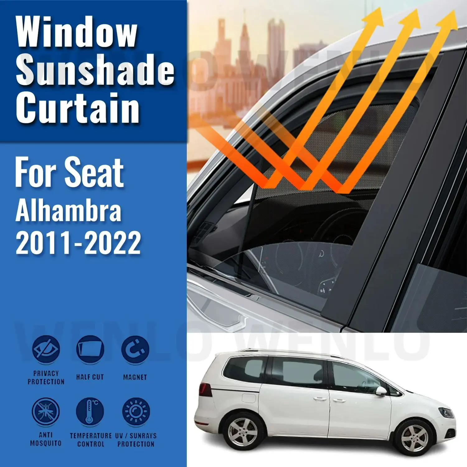 

Занавеска на переднее стекло для сиденья Alhambra 7N 2011-2022, магнитный автомобильный солнцезащитный козырек, задний козырек