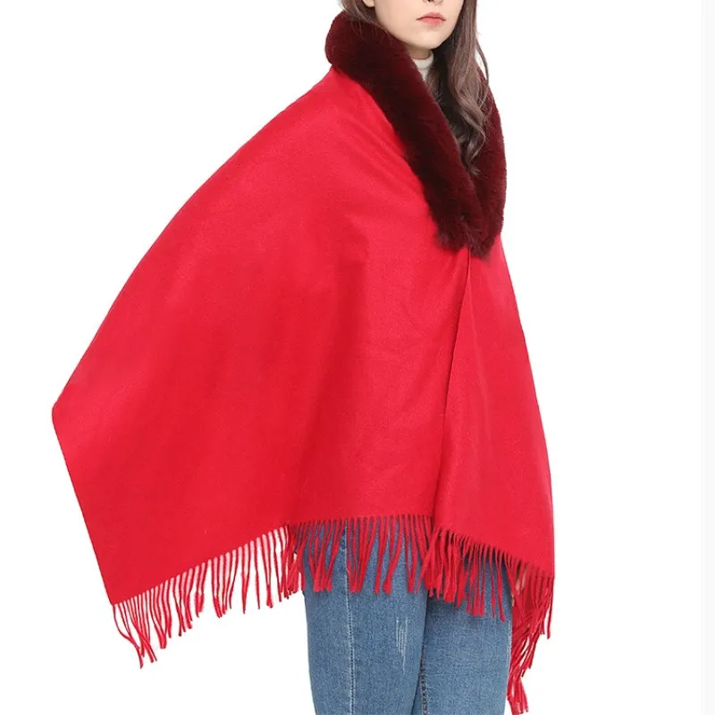 Autumn Imitation Fur Collar Scarf Cape Winter Warm Women Scarf Shawl Dual Purpose Dress Shawl Ponchos Lady Capes Cloak Cardigan
Autumn Imitation Fur Collar Scarf Cape Winter Warm Women Scarf Shawl Dual Purpose Dress Shawl Ponchos Lady Capes Cloak Cardigan