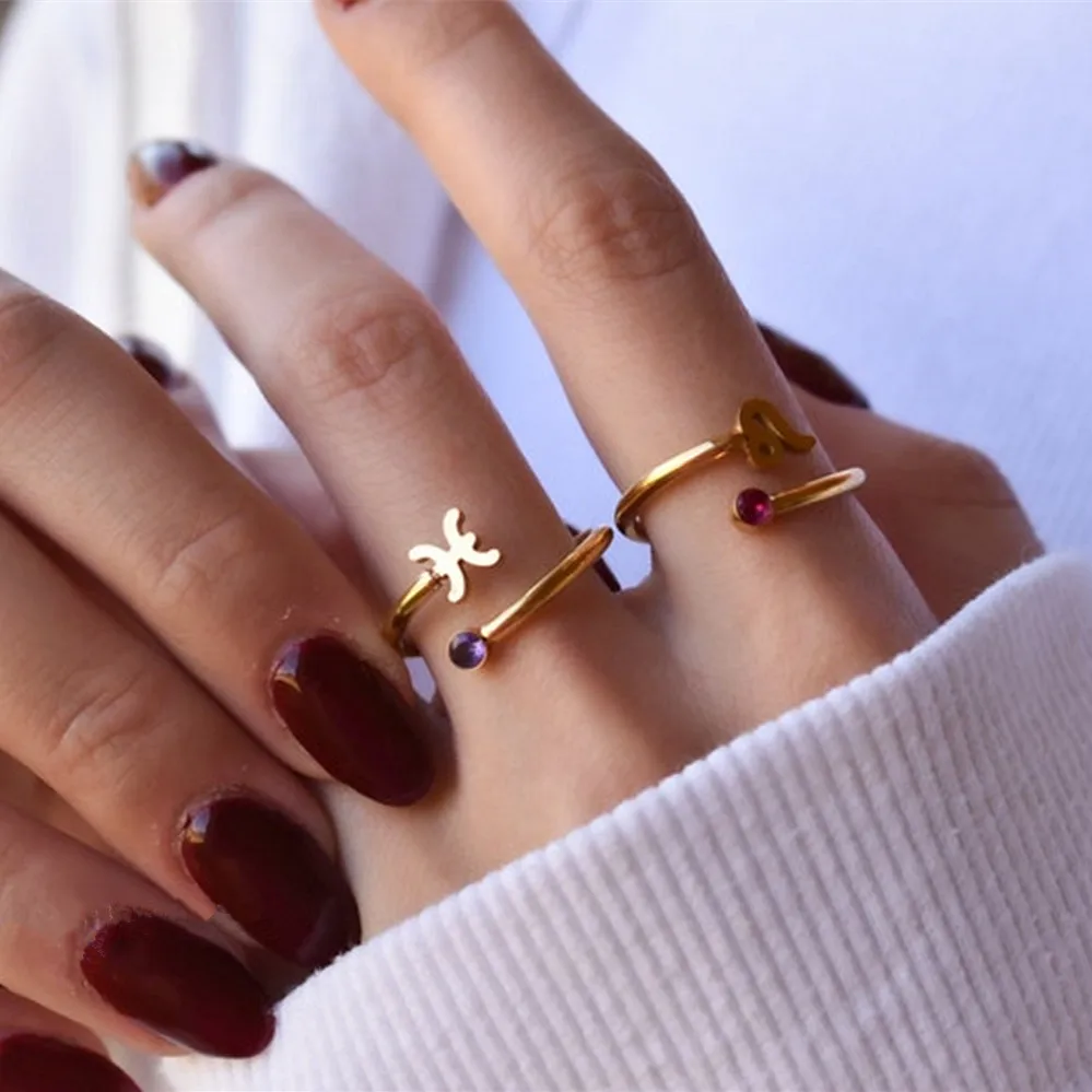 12pcs/set Zodiac Birthstone Rings Aquarius Aries Cancer Gemini Leo Libra Pisces Scorpio Taurus Virgo Stainless Rings Wmen Men
12pcs/set Zodiac Birthstone Rings Aquarius Aries Cancer Gemini Leo Libra Pisces Scorpio Taurus Virgo Stainless Rings Wmen Men