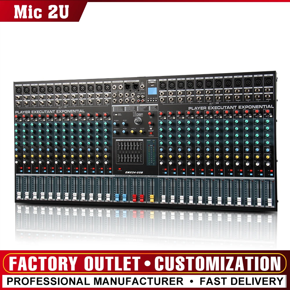 24 Channel DJ Mixer Professional Audio Mixer Console with MP3, Bluetooth, Stage DSP, Professional Engineering Mixer
24 Channel DJ Mixer Professional Audio Mixer Console with MP3, Bluetooth, Stage DSP, Professional Engineering Mixer