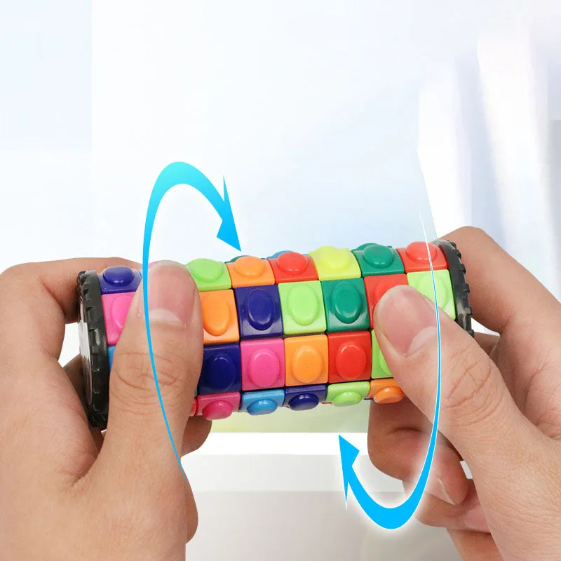 

Magic Cube Anti-stress Tower Cube Stress Reliever Toys Decompression 3D Rotate Slide Cylinder Magic Cube for Kids Adults Gifts