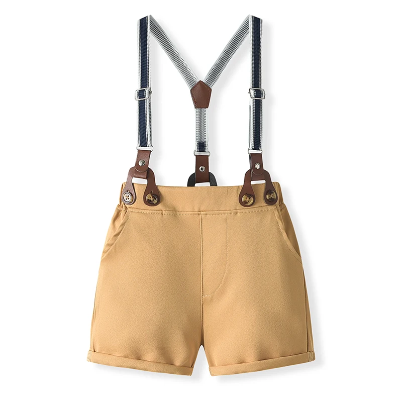 

BULINGNA Infant Baby Boy Gentleman Outfits Short Sleeve Romper Shirt with Bowtie Suspender Bib Shorts Summer Suits Set