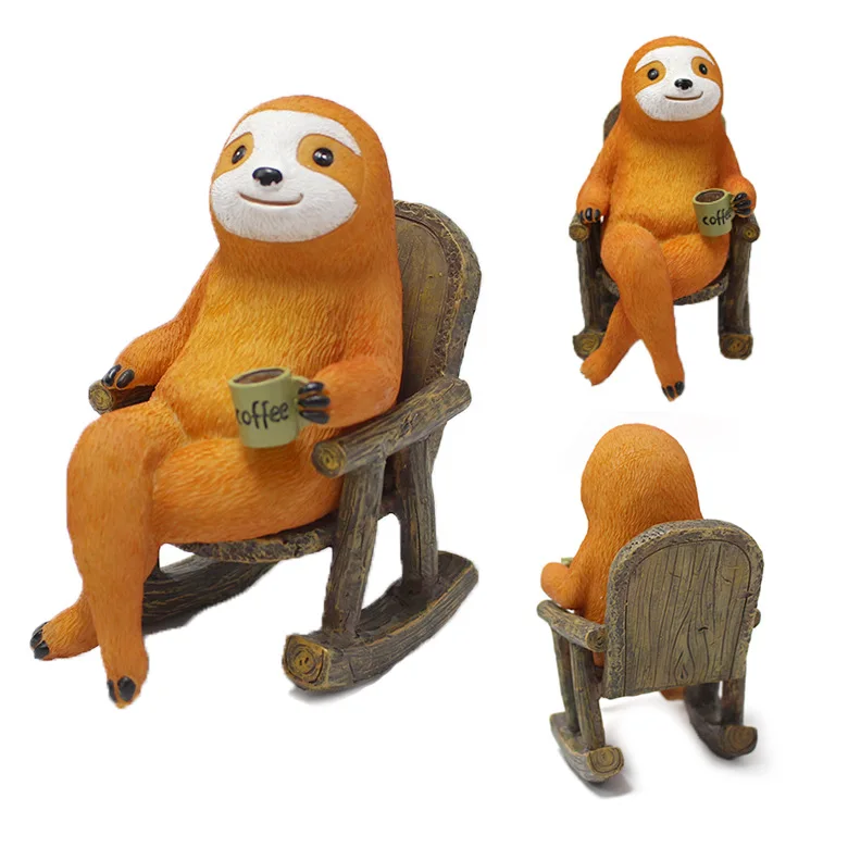 

Carved Animal Chairs Sloths Home Tabletop Decorations Creative Resin Courtyard Gardens Outdoor Animal Decoration Crafts