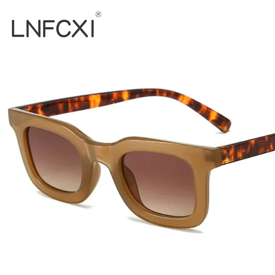 

LNFCXI New Fashion Small Square Sunglasses Women Retro Tea Jelly Color Men Trending Punk Gradient Sun Glasses Shades UV400