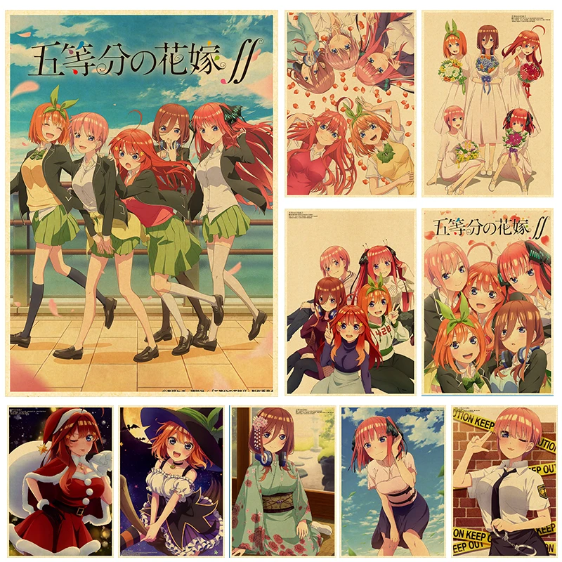 

Anime Posters Go-toubun no Hanayome Wall Poster Vintage Kraft Paper Printed Home Living Room Wall Stickers Art Painting