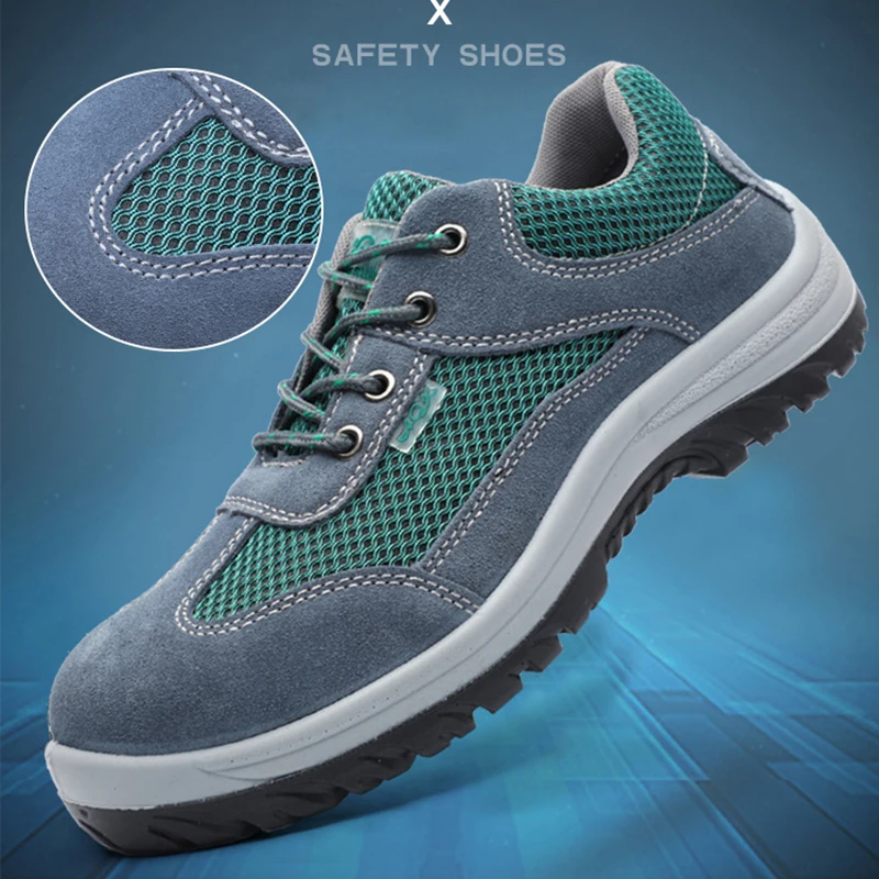 

Wear-resistant Men shoes Anti slip work shoes Oil Acid And alkali Anti impact puncture Breathable cowhide safety shoes