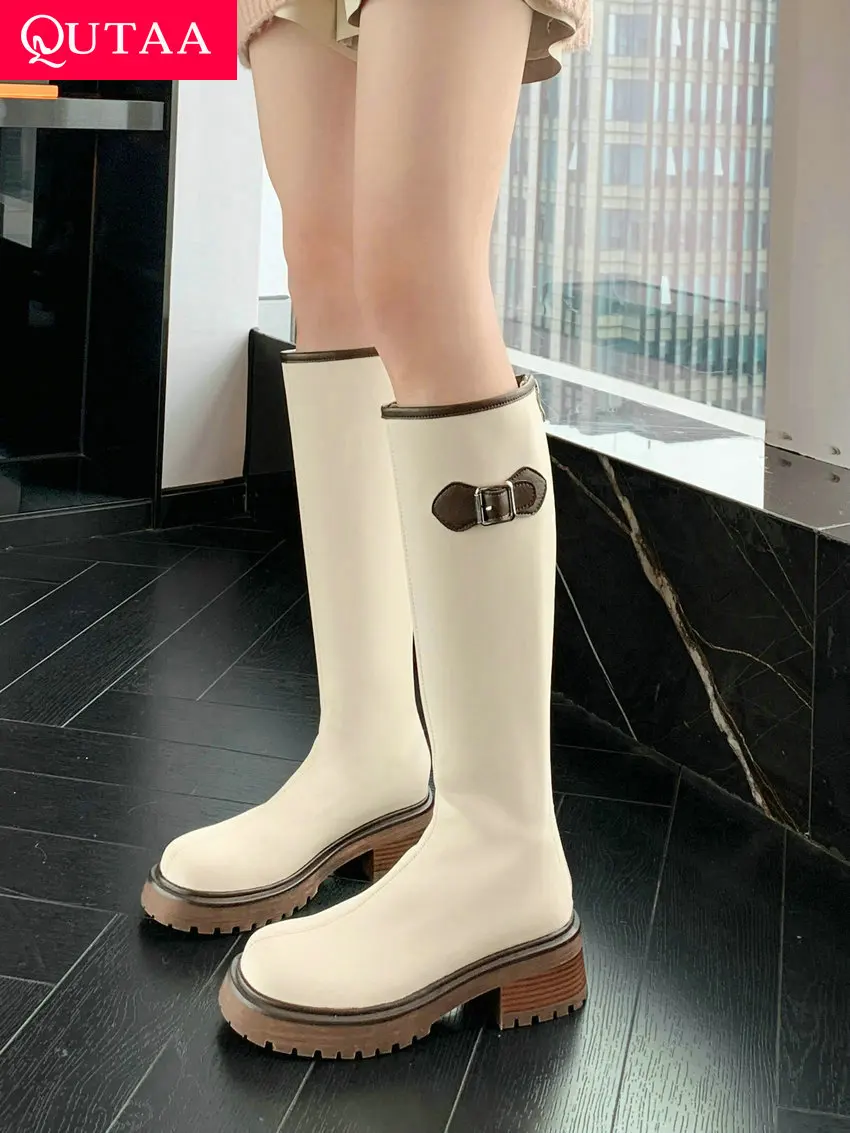 QUTAA 2023 Thick Med Heels Women Knee High Boots Microfiber Long Boots Shoes Woman Autumn Winter Office Casual Size 34-42
QUTAA 2023 Thick Med Heels Women Knee High Boots Microfiber Long Boots Shoes Woman Autumn Winter Office Casual Size 34-42