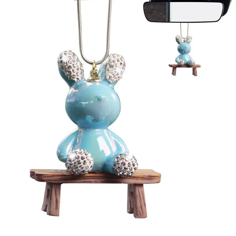 

Car Rearview Mirror Pendants Adjustable Resin Car Dashboard Rabbit Bunny Car Mirror Ornament To Relieve Driving Fatigue Gift For