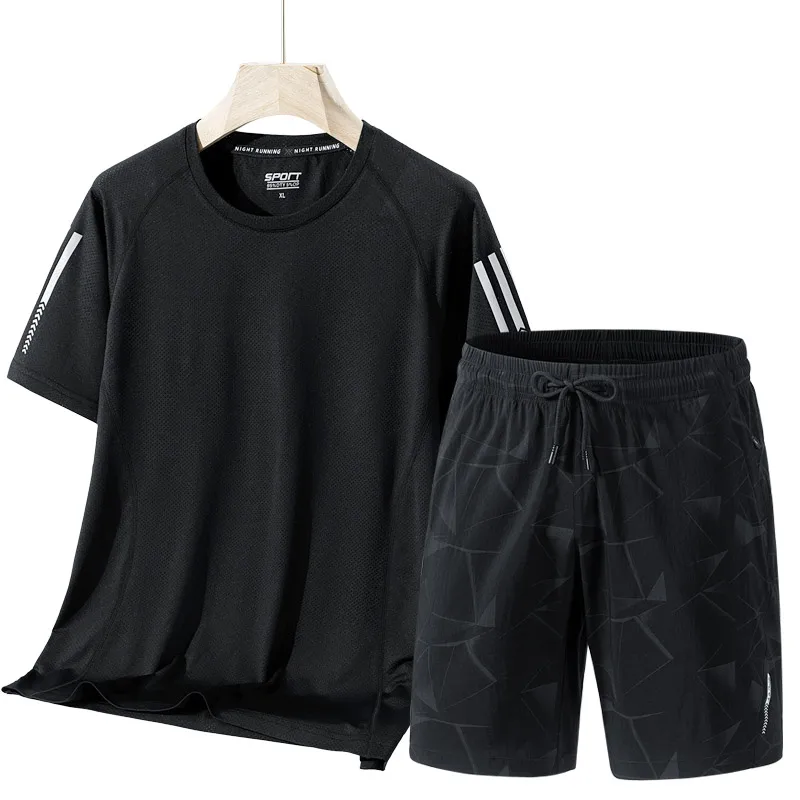 Summer Large Size Fitness Suit Mens Ice Silk Short-sleeved T-shirt Shorts Male Quick Dry Breathable Loose Fat Sports Suit Men
Summer Large Size Fitness Suit Mens Ice Silk Short-sleeved T-shirt Shorts Male Quick Dry Breathable Loose Fat Sports Suit Men