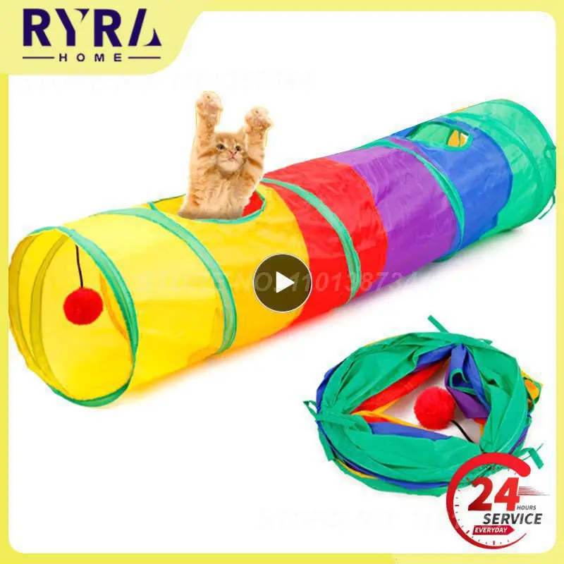 

Cat Tunnel Foldable Pet Toy Fun Kitty Pet Training Interactive Toy 2 Holes Tunnel Bored For Puppy Kitten Rabbit Play Tunnel Tube