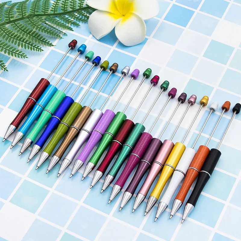 

80Pcs Black Ink Ball Students Plastic Beadable Writing Supplies Bead Pen Ballpoint Pens