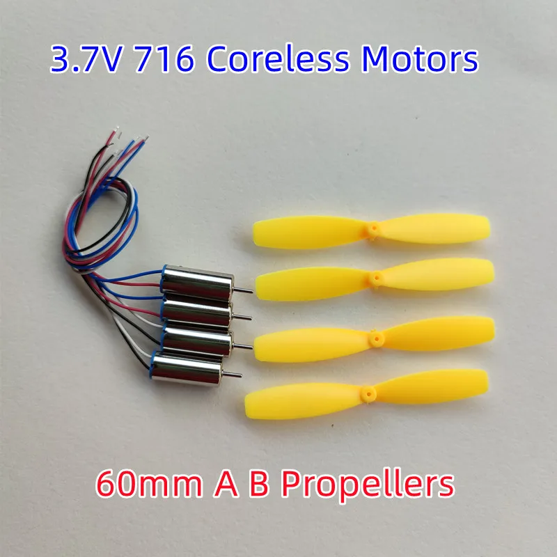 

Micro 7mm*16mm Mini 716 Coreless Motor DC 3.7V High Speed 60mm A B Props RC Drone Motor Aircraft Remote Control Quadcopter Model