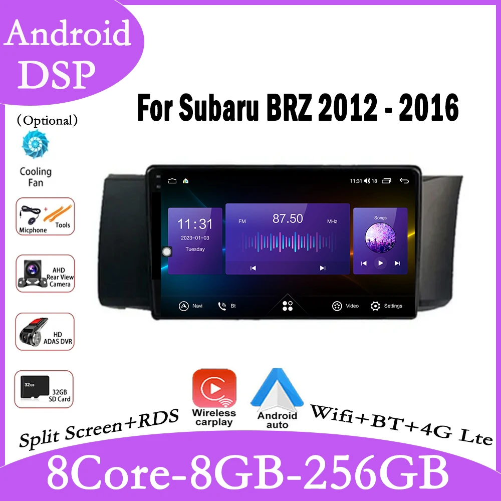 

9'' RHD QLED IPS Android 14 For Subaru BRZ 2012 - 2016 Car Autoradio Radio GPS Multimedia Carplay Stereo Wifi Player Navigation