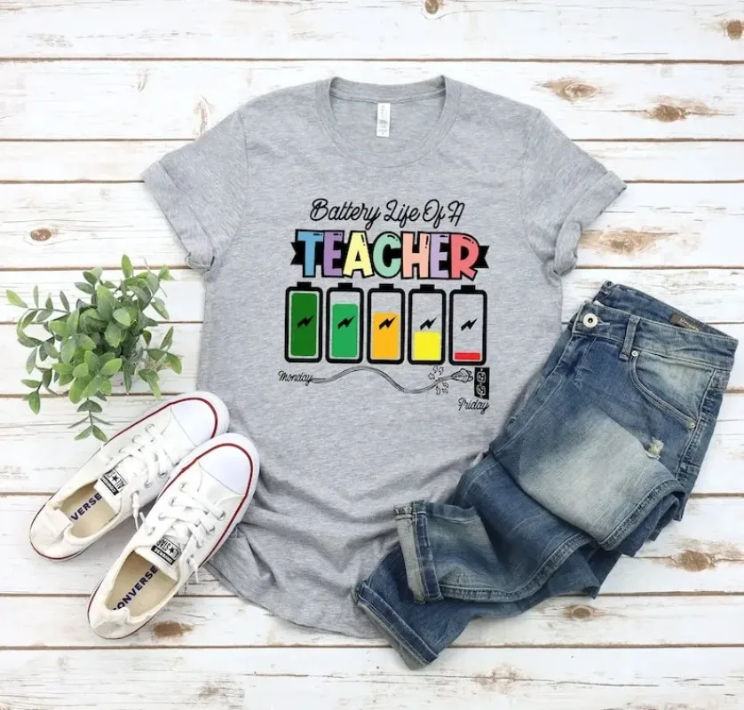 

Футболка женская хлопковая с коротким рукавом, смешная рубашка с надписью «аккумуляторная батарея жизни» для учителя, подарок для учителей