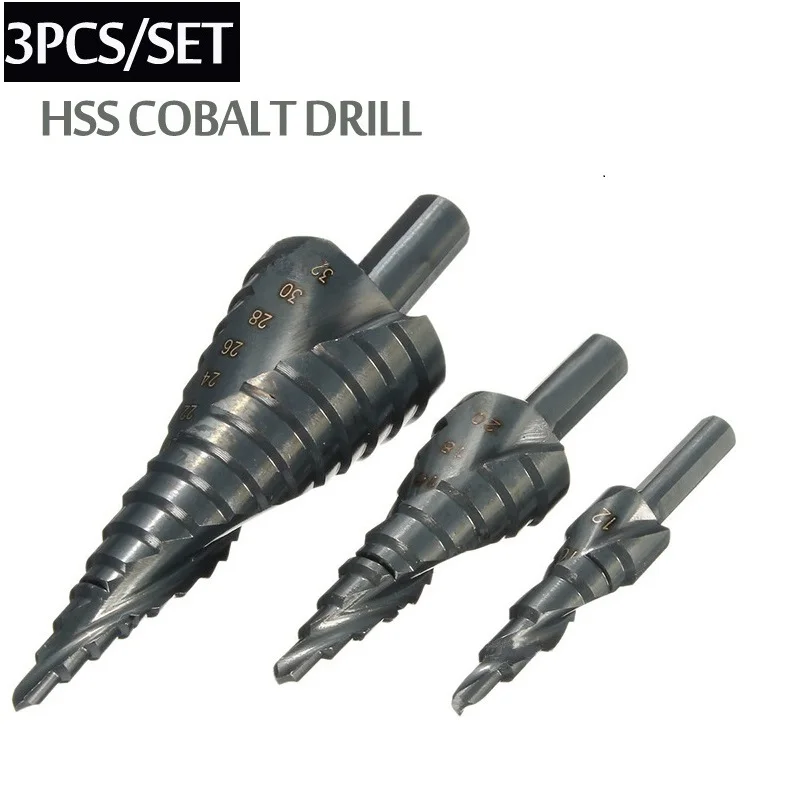 3PCS/SET 4-32MM HSS Cobalt Step Drill Bit Set Nitrogen High Speed Steel Spiral For Metal Cone Triangle Shank Hole Metal drills
3PCS/SET 4-32MM HSS Cobalt Step Drill Bit Set Nitrogen High Speed Steel Spiral For Metal Cone Triangle Shank Hole Metal drills