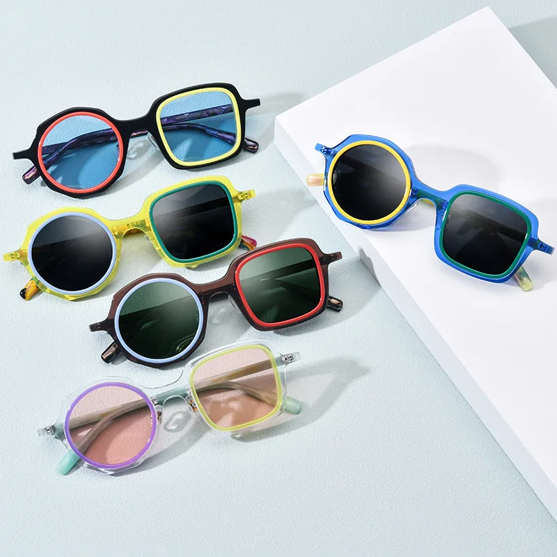 

Fashion retro irregular square polarized sunglasses for men and women UV400 colored glasses personality niche travel driving gla