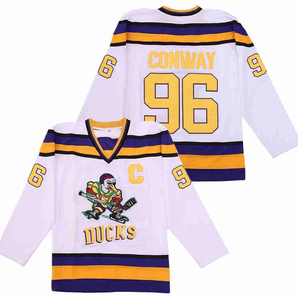 

Ice Hockey Jersey Mighty Ducks 99 Banks 96 Conway 66 Bombay Outdoor Sportswear Jerseys Sewing Embroidery Green Black White