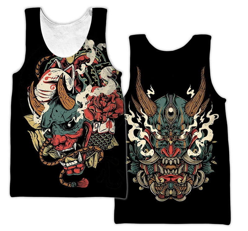 Samurai Oni Mask Tattoo 3D All Over Printed Men vest Summer Harajuku Sleeveless T-shirt Unisex Casual Polyester Tank Tops
Samurai Oni Mask Tattoo 3D All Over Printed Men vest Summer Harajuku Sleeveless T-shirt Unisex Casual Polyester Tank Tops