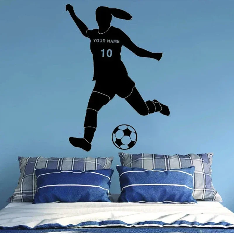 

Personalized Soccer Girl Wall Art Decal , Persoanlized Name And Jersey Numbers, Wall Sticker, Sports Decal For Girl Bedroom E940