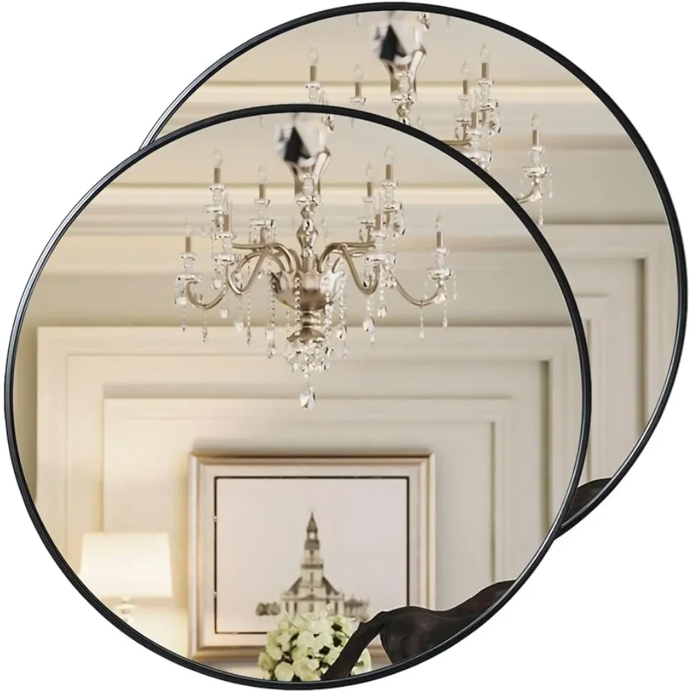 

Wall-Mounted Circle Mirror for Living Room Decoration Bathroom Mirrors 28 Inch Black Round Mirror 2 Pack Freight Free Bath Home