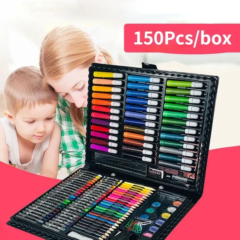 

150Pcs/set Painting Pens Drawing Set Crayons Oil Pastels Watercolor Pen Markers Colored Pencil Art Tools for Boys Girls Gift