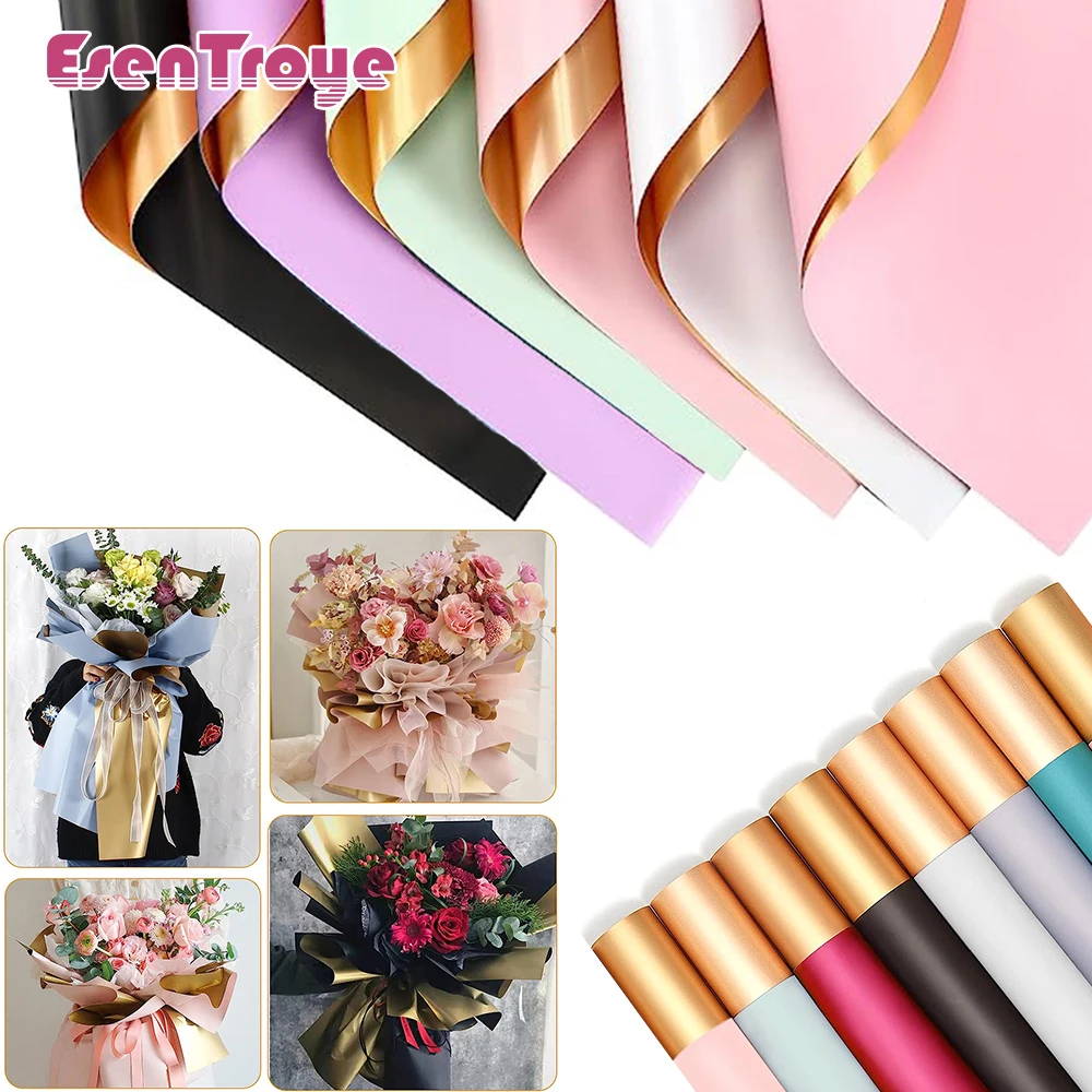 Double Sided Gold Edge Floral Flower Wrapping Paper Florist Bouquet Waterproof Packing for Wedding Mothers Day Birthday DIY Gift 
Double Sided Gold Edge Floral Flower Wrapping Paper Florist Bouquet Waterproof Packing for Wedding Mothers Day Birthday DIY Gift