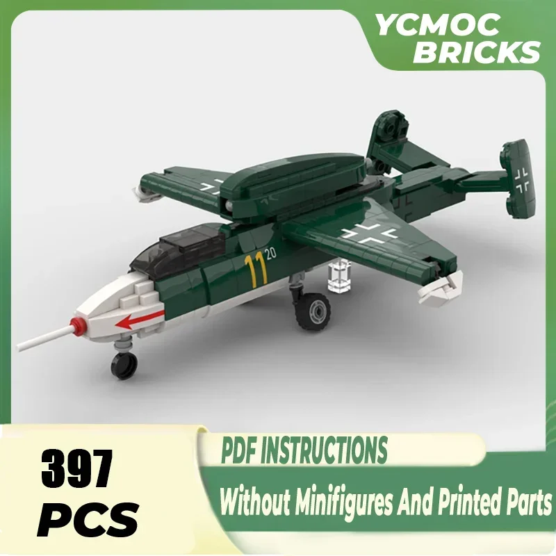 

Military Model Moc Building Bricks 1:35 Scale He 162 Salamander Fighter Technology Blocks Gifts Christmas Toys DIY Sets Assembly