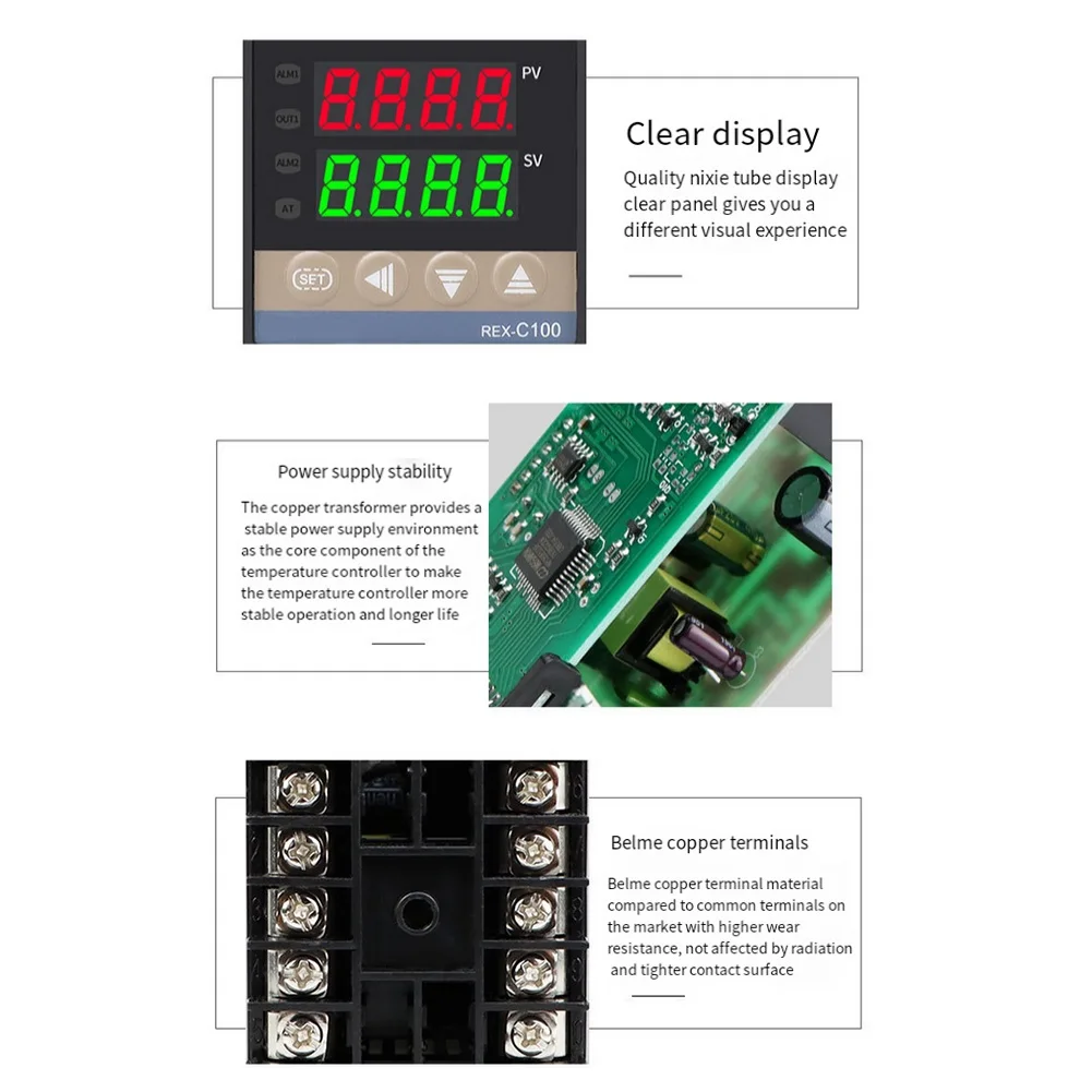 Digital Display Temperature Controller REXC100FK02 V DA Model Self Tuning Instrument Constant Temperature Control
Digital Display Temperature Controller REXC100FK02 V DA Model Self Tuning Instrument Constant Temperature Control