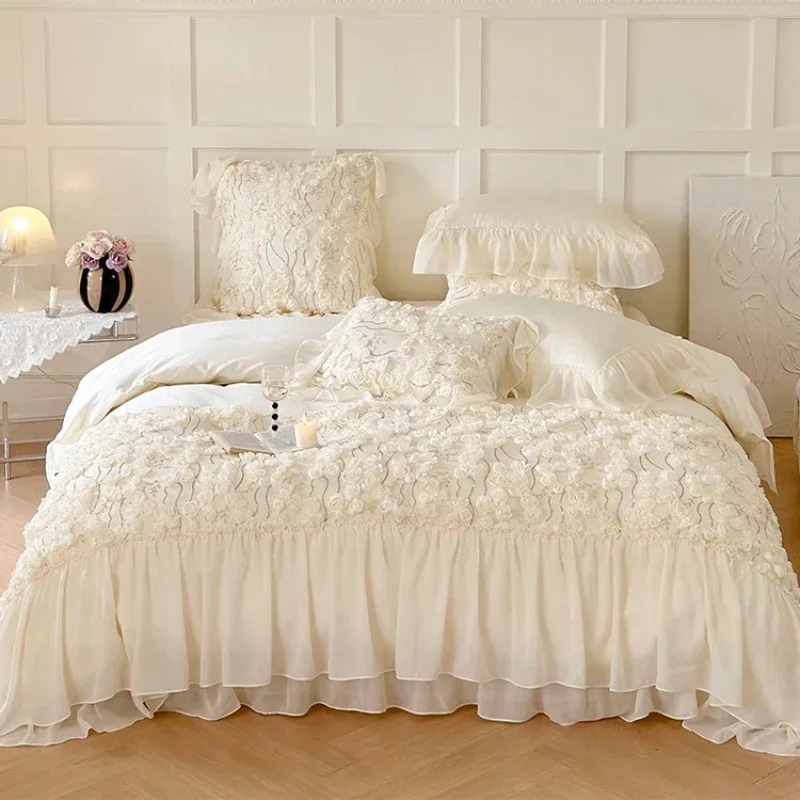 Pink White Lace Princess Roses 140 Long-Staple Cotton Four-Piece Cotton Tribute Satin Bed Sheet Quilt Cover Cotton Bedding
Pink White Lace Princess Roses 140 Long-Staple Cotton Four-Piece Cotton Tribute Satin Bed Sheet Quilt Cover Cotton Bedding