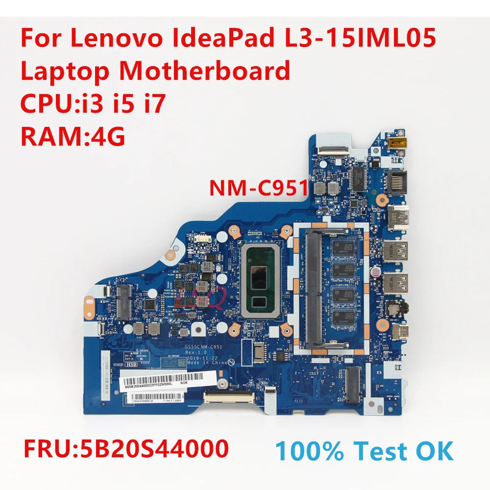 NM-C951 для Lenovo IdeaPad L3-15IML05 материнская плата для ноутбука с процессором: i3 i5 i7 FRU:5B20S44000 100% ТЕСТ ОК
NM-C951 для Lenovo IdeaPad L3-15IML05 материнская плата для ноутбука с процессором: i3 i5 i7 FRU:5B20S44000 100% ТЕСТ ОК