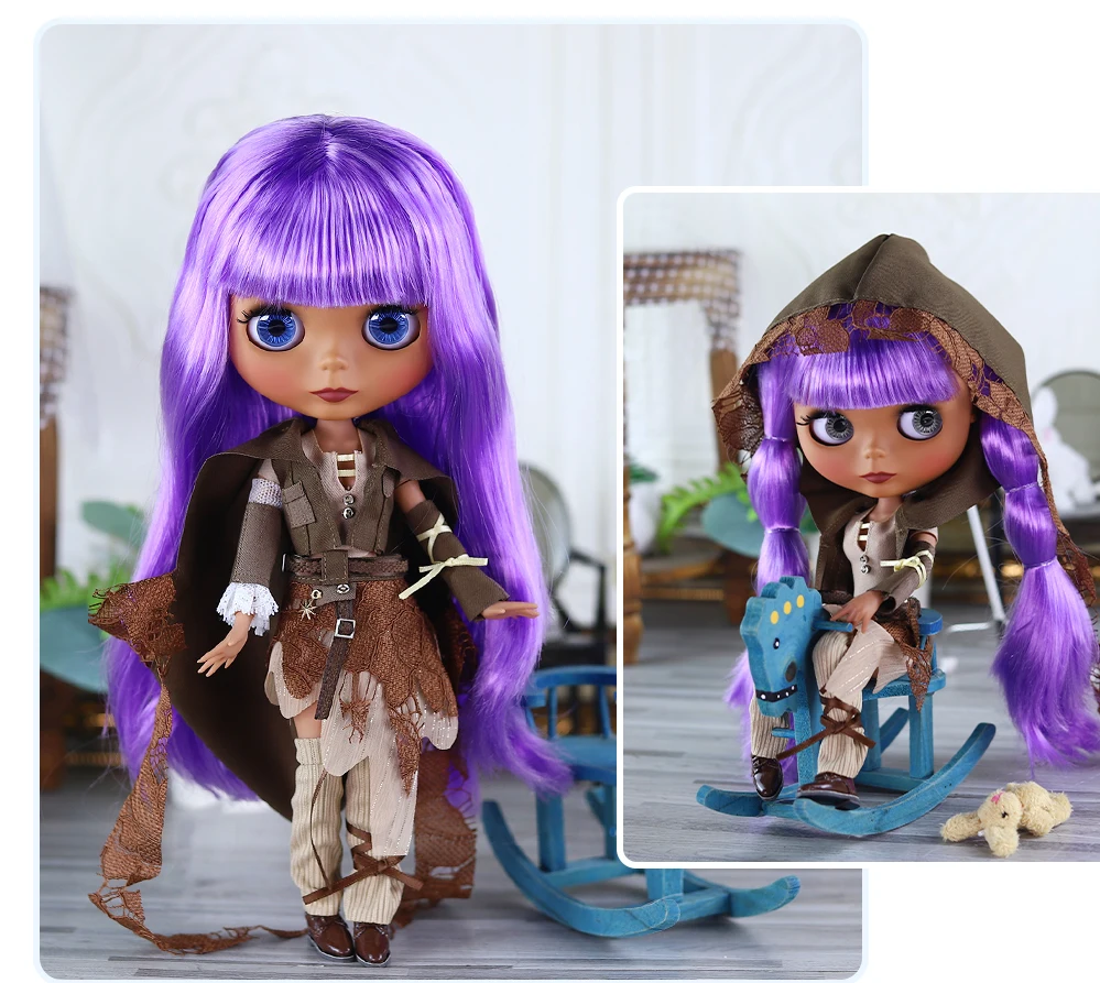 Naomi – Premium Custom Neo Blythe Doll with Purple Hair, Dark Skin & Matte Cute Face 15 Naomi – Premium Custom Neo Blythe Doll with Purple Hair, Dark Skin & Matte Cute Face 15