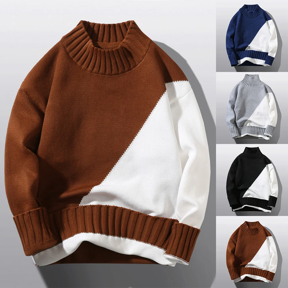 Men Fashion Slim Splicing Turtleneck Knitted Sweater Pullover Winter Warm Thermal Jumper Knitwear Tops
Men Fashion Slim Splicing Turtleneck Knitted Sweater Pullover Winter Warm Thermal Jumper Knitwear Tops