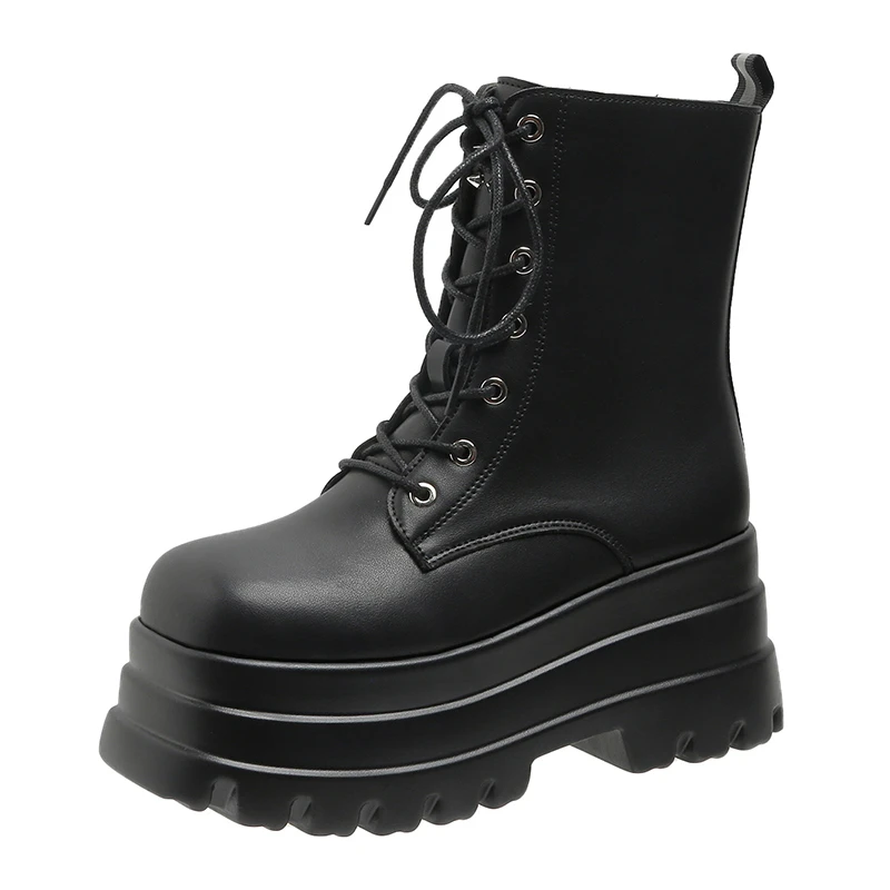 2023 Autumn High Platform Leather Boots 8.5CM Wedge Heels Ankle Boots Women Punk Shoes Motorcycle Chunky Sneakers Woman
2023 Autumn High Platform Leather Boots 8.5CM Wedge Heels Ankle Boots Women Punk Shoes Motorcycle Chunky Sneakers Woman