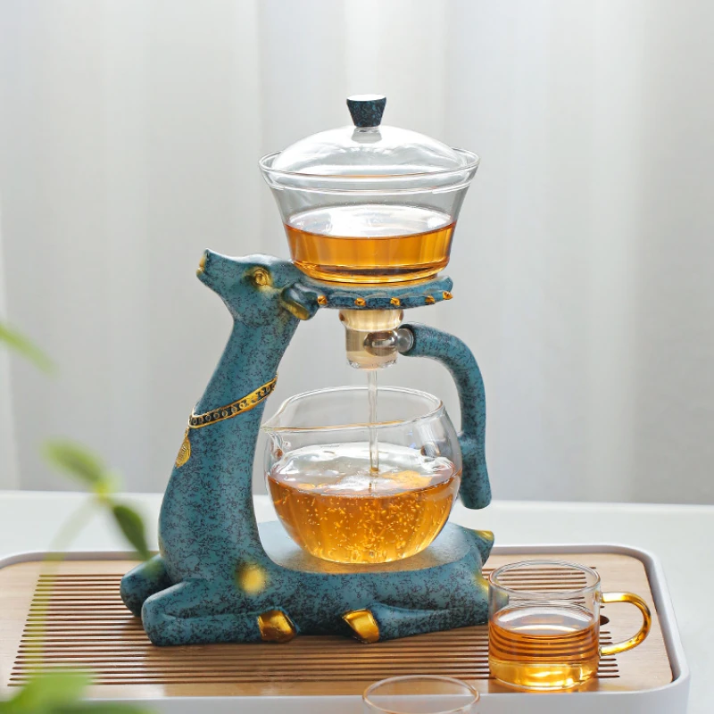 

High Borosilicate Glass Tea Maker Lazy Tea Set Glass Teapot Chinese Tea Set Teapots Gongfu Teaware Kitchen Dining Home Garden