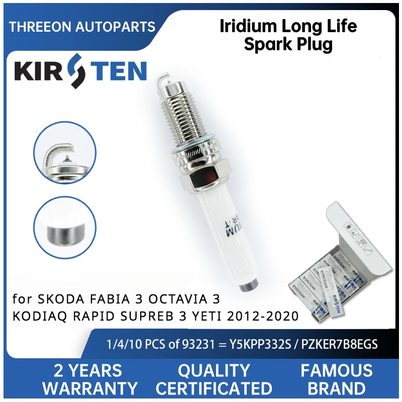KIRSTEN Iridium Spark Plug for SKODA FABIA 3 OCTAVIA 3 KODIAQ RAPID SUPREB 3 YETI 2012-2020 Y5KPP332S 04E905601/B 12/B/C/D
KIRSTEN Iridium Spark Plug for SKODA FABIA 3 OCTAVIA 3 KODIAQ RAPID SUPREB 3 YETI 2012-2020 Y5KPP332S 04E905601/B 12/B/C/D