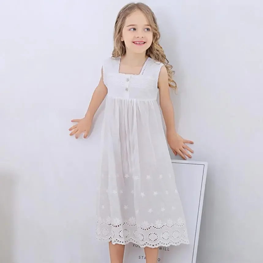

Toddle Girl White Nightdress Princess Dress Children Pajamas Nightgowns For Girls Kids Night Dress Girl Lace Sleeping Dress