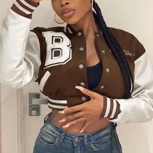 Fashion Baseball Jackets For Women 2022 PU Leather Sleeve Patchwork Button Crop Top Jackets Coats Varsity Jacket
Fashion Baseball Jackets For Women 2022 PU Leather Sleeve Patchwork Button Crop Top Jackets Coats Varsity Jacket