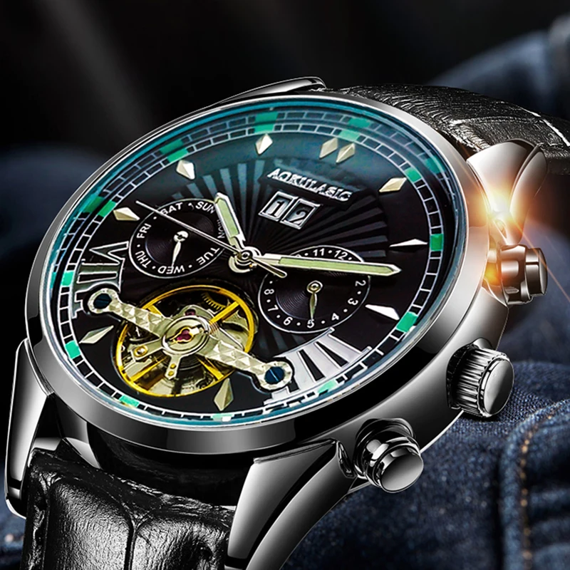 AOKULASIC Top Brand Automatic Mens Watches Tourbillon Mechanical Watch Men Waterproof Multifunctional Calendar Relogio Masculino
AOKULASIC Top Brand Automatic Mens Watches Tourbillon Mechanical Watch Men Waterproof Multifunctional Calendar Relogio Masculino