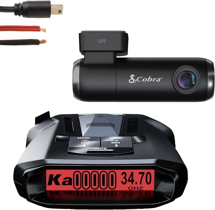 

Cobra RAD 700i Laser Radar Detector & SC100 Smart Dash Cam + 2.5A Micro USB Hardwire Kit for Dash Cams: Long Range Front