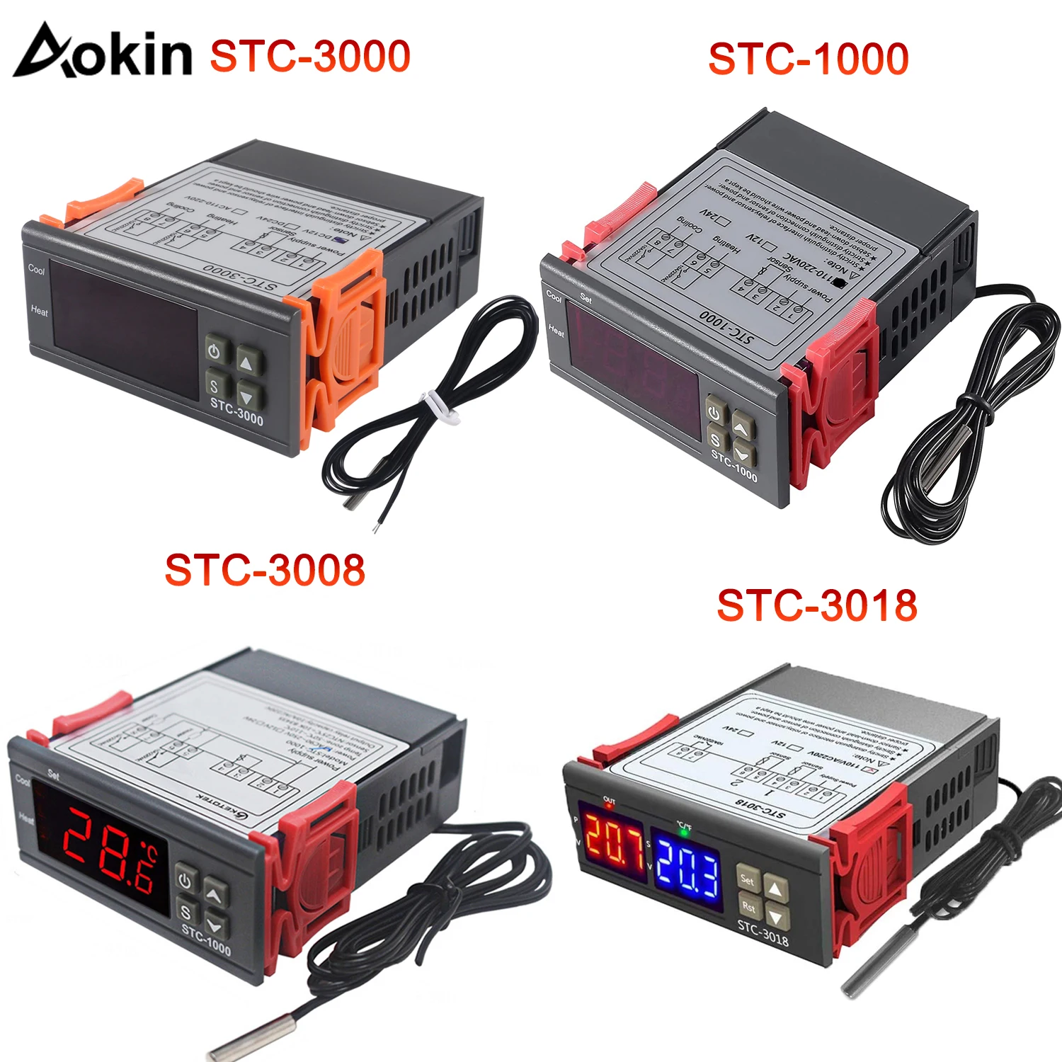 STC-1000 3000 3008 3018 Dual LED Digital Thermostat Temperature Controller DC 12V 24V AC 110V 220V Heating Cooling Regulator
STC-1000 3000 3008 3018 Dual LED Digital Thermostat Temperature Controller DC 12V 24V AC 110V 220V Heating Cooling Regulator